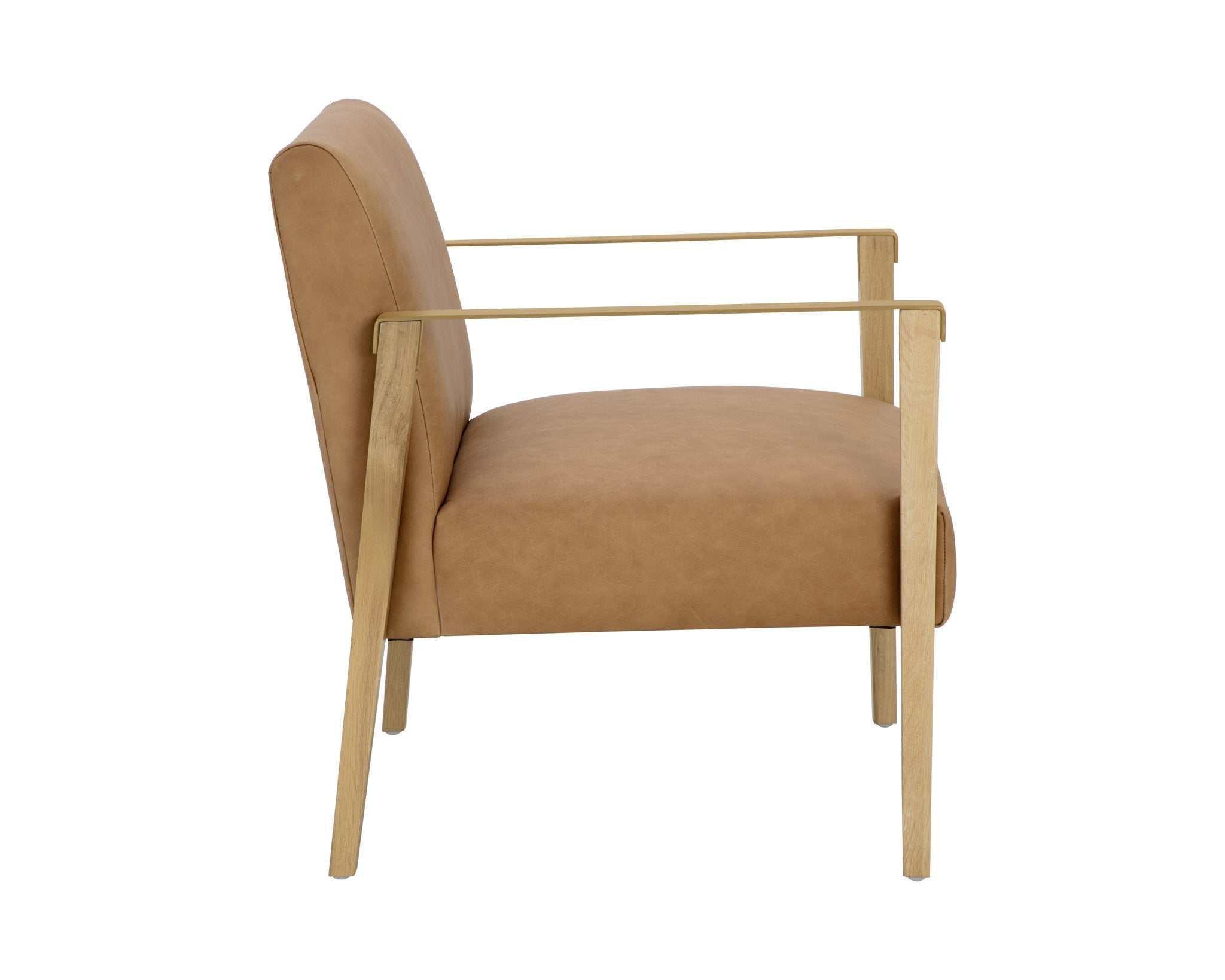 Sunpan Earl Lounge Chair Rustic Oak Ludlow Sesame Leather