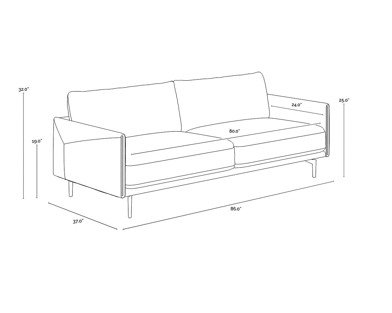 Sunpan Ashi Sofa Nash Zebra / Coal Black