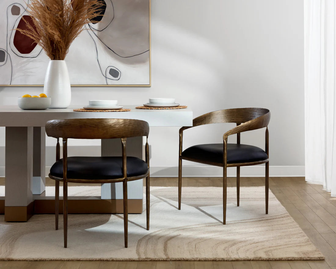 Sunpan Zanatta Dining Armchair Charcoal Black Leather