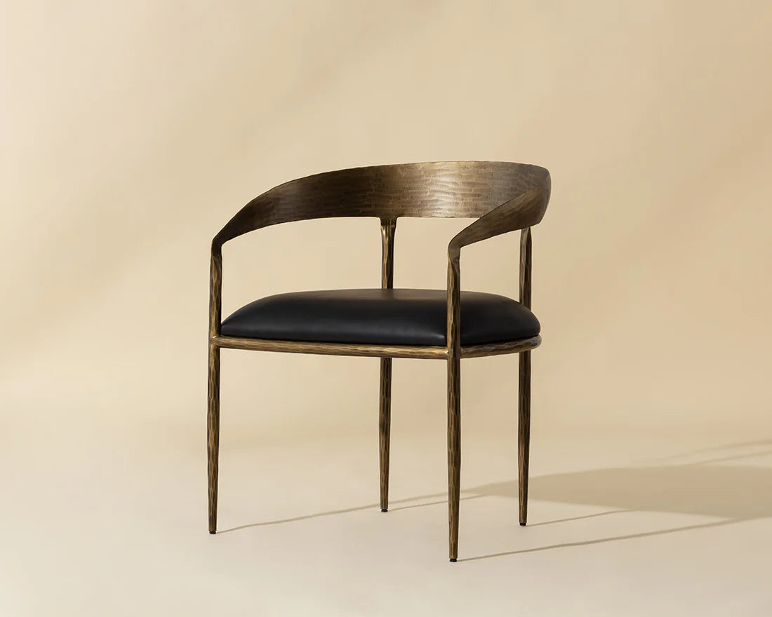 Sunpan Zanatta Dining Armchair Charcoal Black Leather