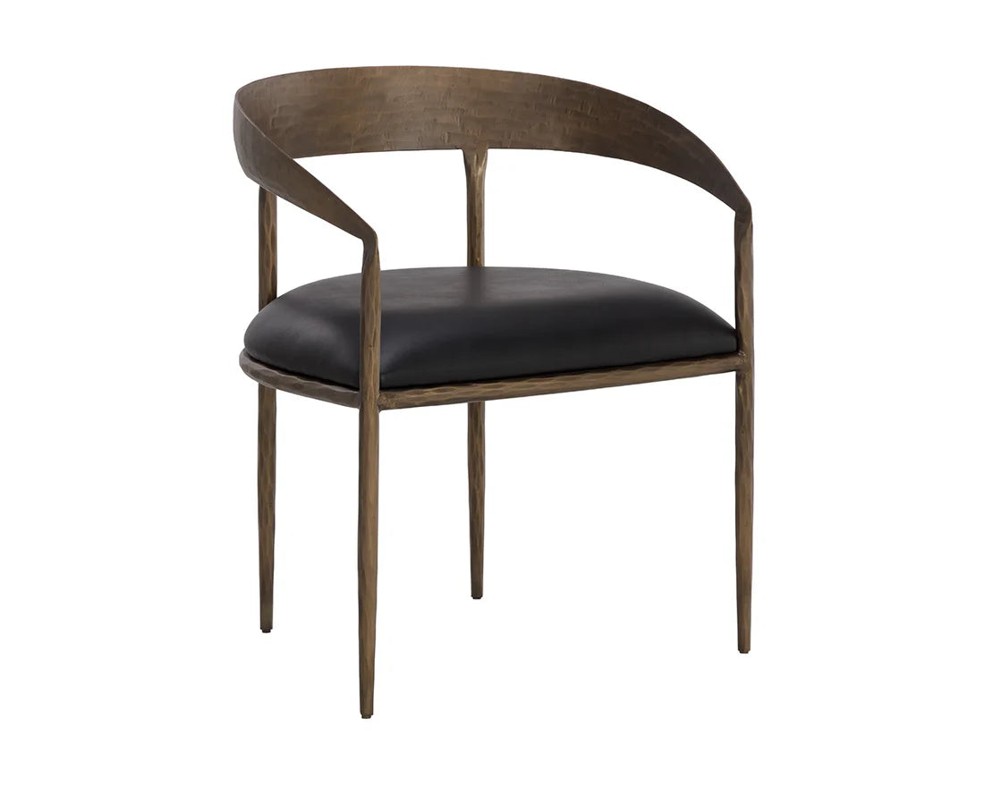 Sunpan Zanatta Dining Armchair Charcoal Black Leather