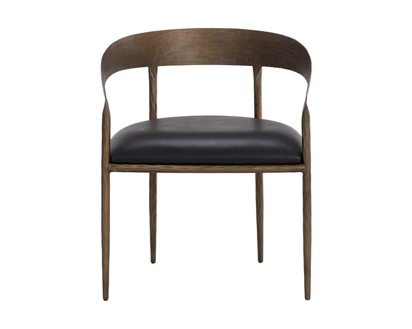 Sunpan Zanatta Dining Armchair Charcoal Black Leather