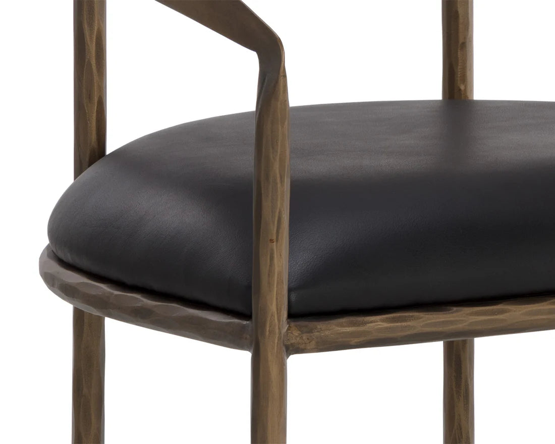 Sunpan Zanatta Dining Armchair Charcoal Black Leather