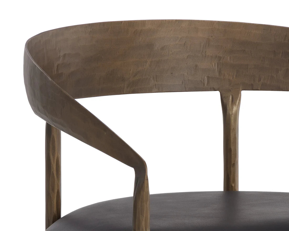 Sunpan Zanatta Dining Armchair Charcoal Black Leather