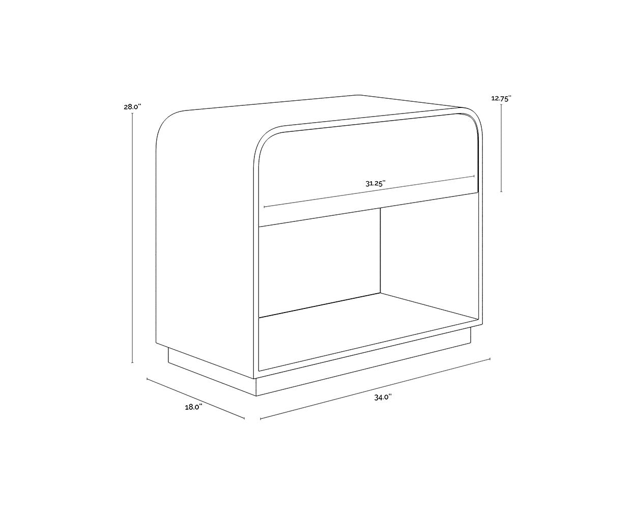Sunpan Algarve Nightstand Black / Champagne Gold