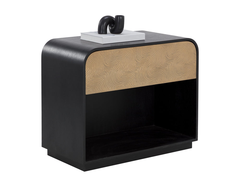 Sunpan Algarve Nightstand Black / Champagne Gold
