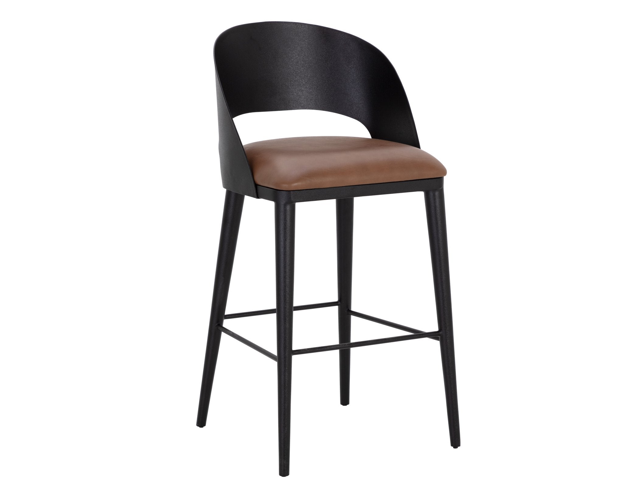 Sunpan Dezirae Barstool Black Cognac Leather