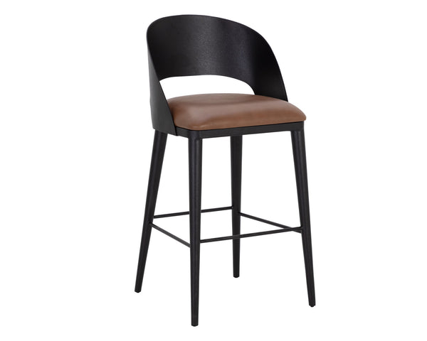 Sunpan Dezirae Barstool Black Cognac Leather
