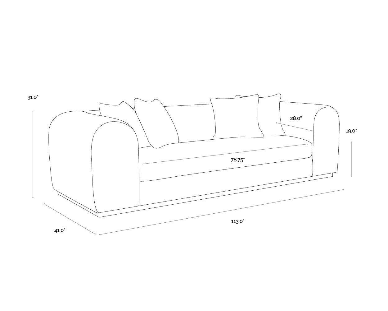 Sunpan Caspian Sofa Copenhagen White