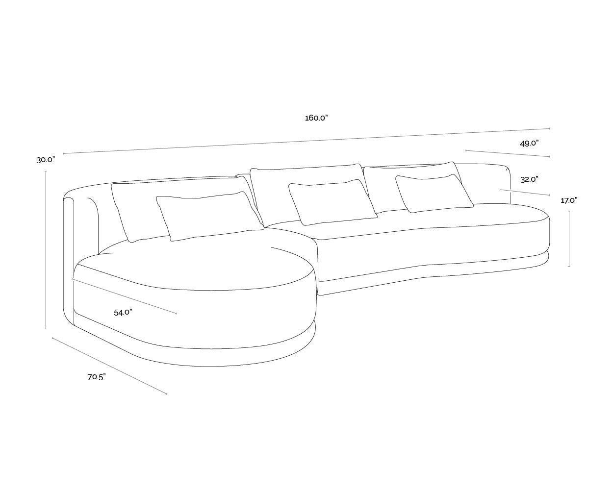 Sunpan Laken Sofa Chaise