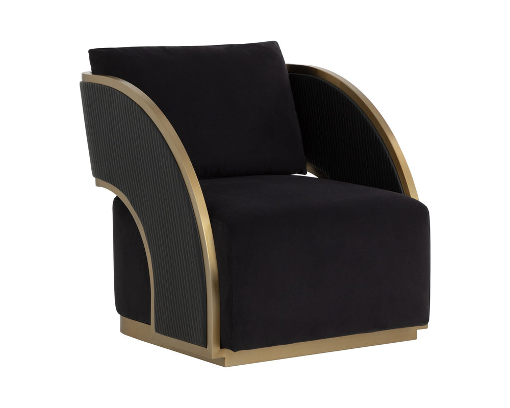 Sunpan Baz Swivel Lounge Chair Abbington Black / Napa Black