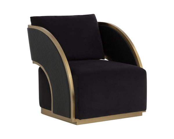 Sunpan Baz Swivel Lounge Chair Abbington Black / Napa Black