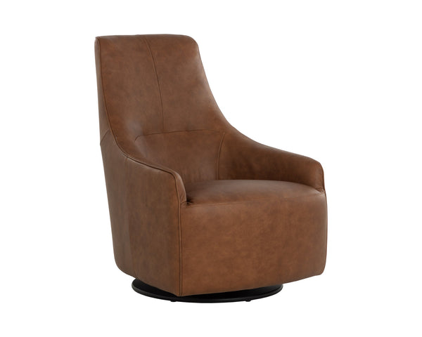 Sunpan Carmine Swivel Lounge Chair Cognac Leather