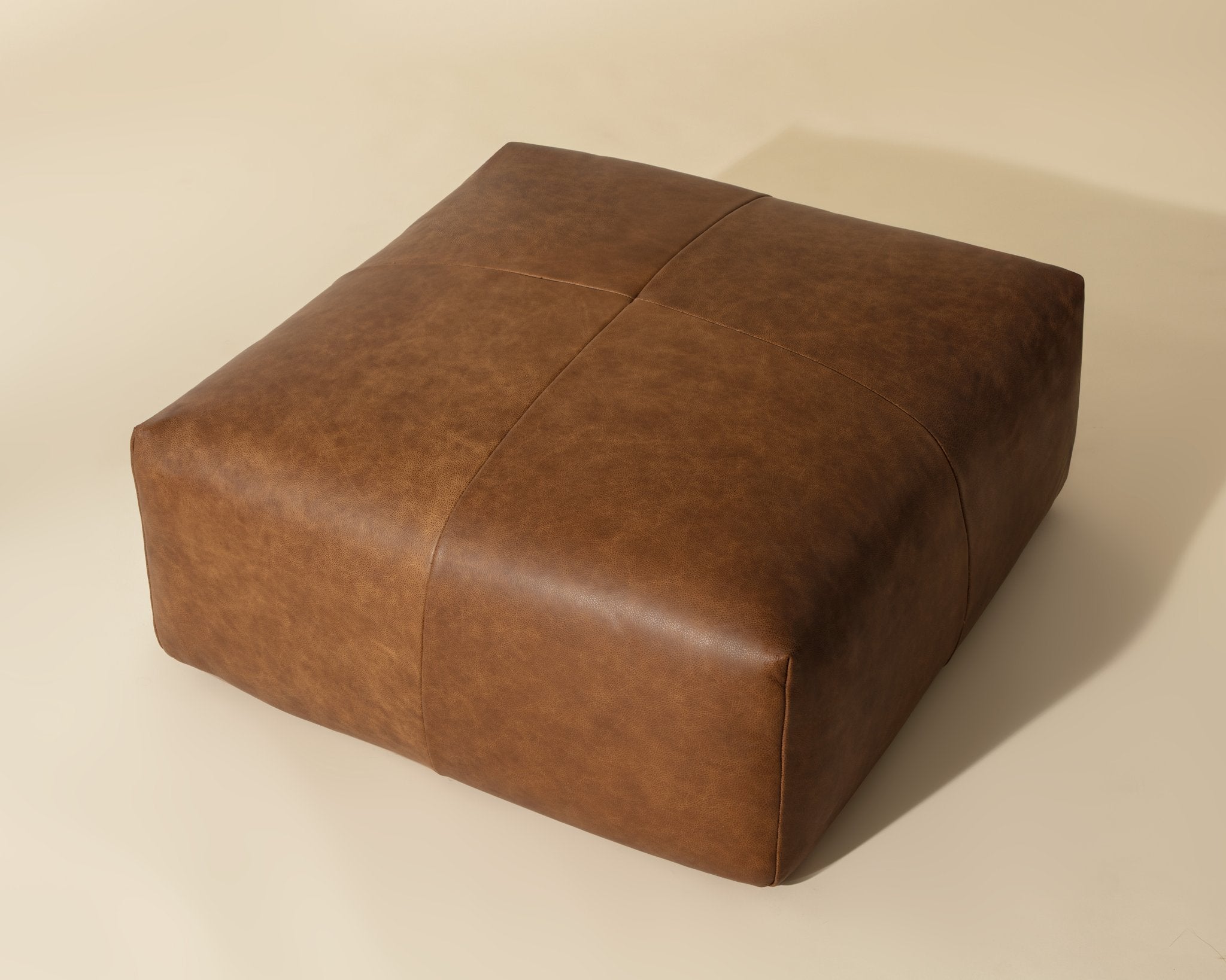 Sunpan Elio Ottoman Cognac Leather