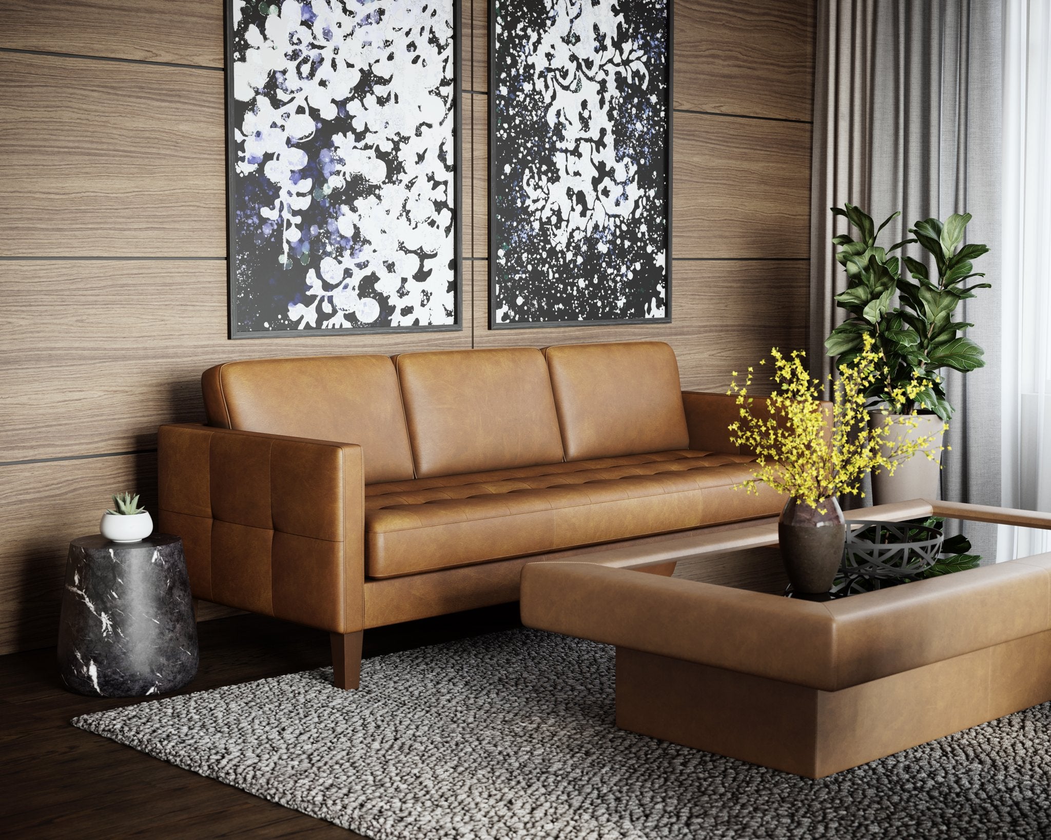 Sunpan Karmelo Sofa Cognac Leather