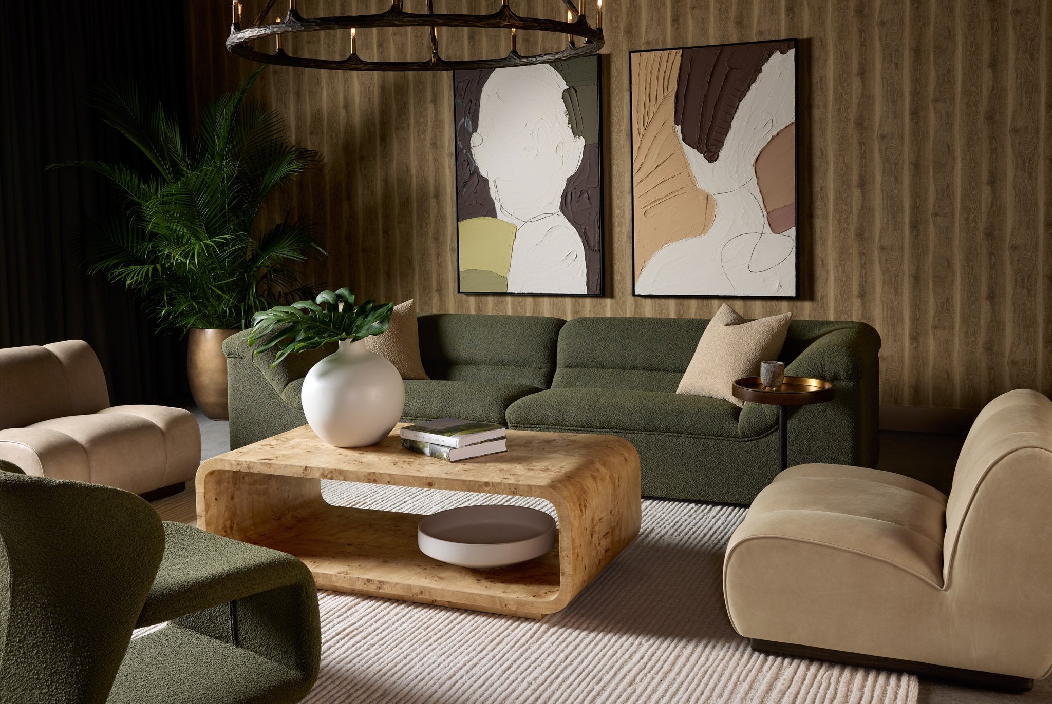 Sunpan Blaise Swivel Lounge Chair Sahara Sand Leather