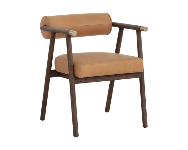 Sunpan Sova Dining Armchair Antique Brown Sahara Camel Leather