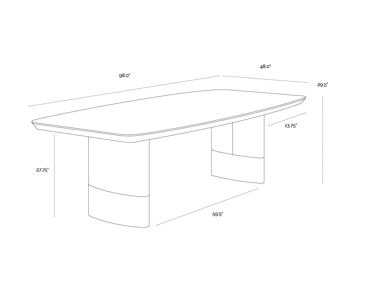 Sunpan Calida Dining Table 98"