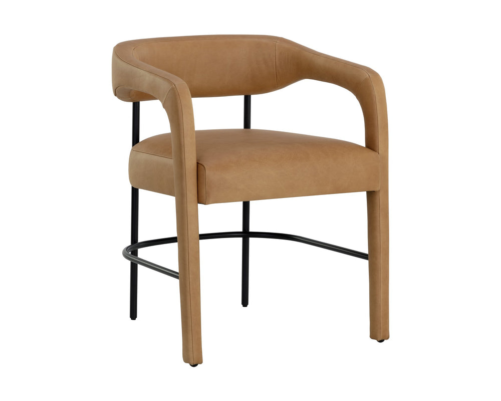 Sunpan Mavia Dining Armchair Ludlow Sesame Leather