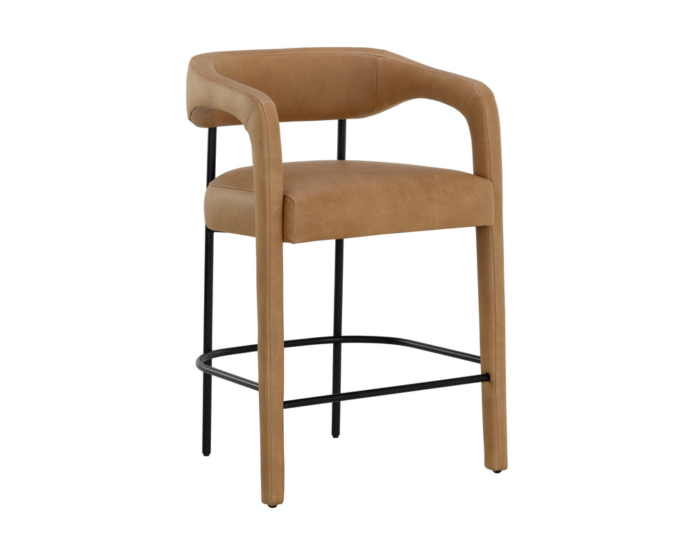 Sunpan Mavia Counter Stool Ludlow Sesame Leather