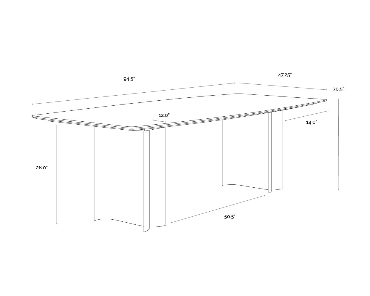 Sunpan Astara Dining Table 94.5"