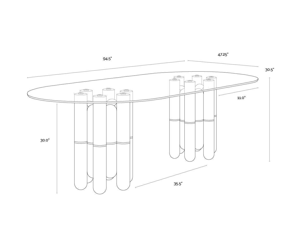 Sunpan Yanna Dining Table 94.5"