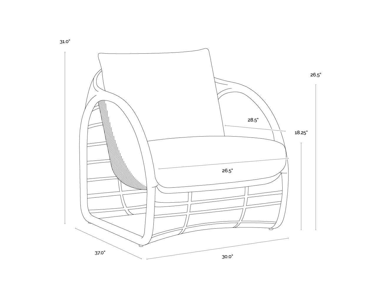 Sunpan Tulum Lounge Chair Louis Cream