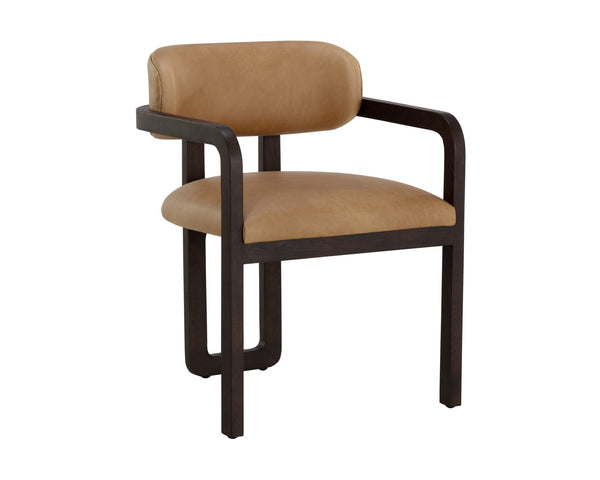 Sunpan Madrone Dining Armchair Brown Ludlow Sesame Leather