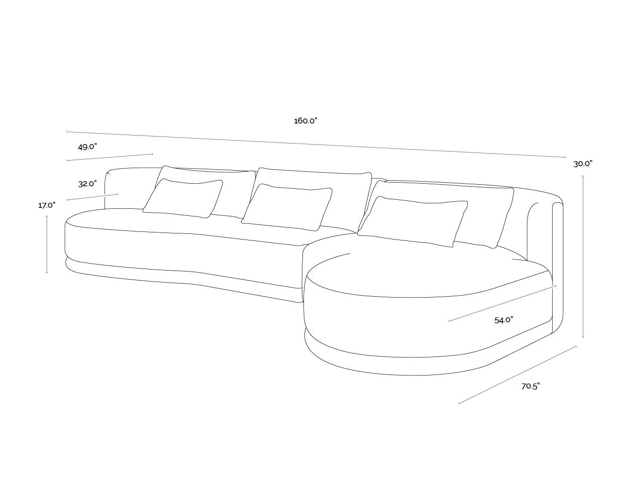 Sunpan Laken Sofa Chaise