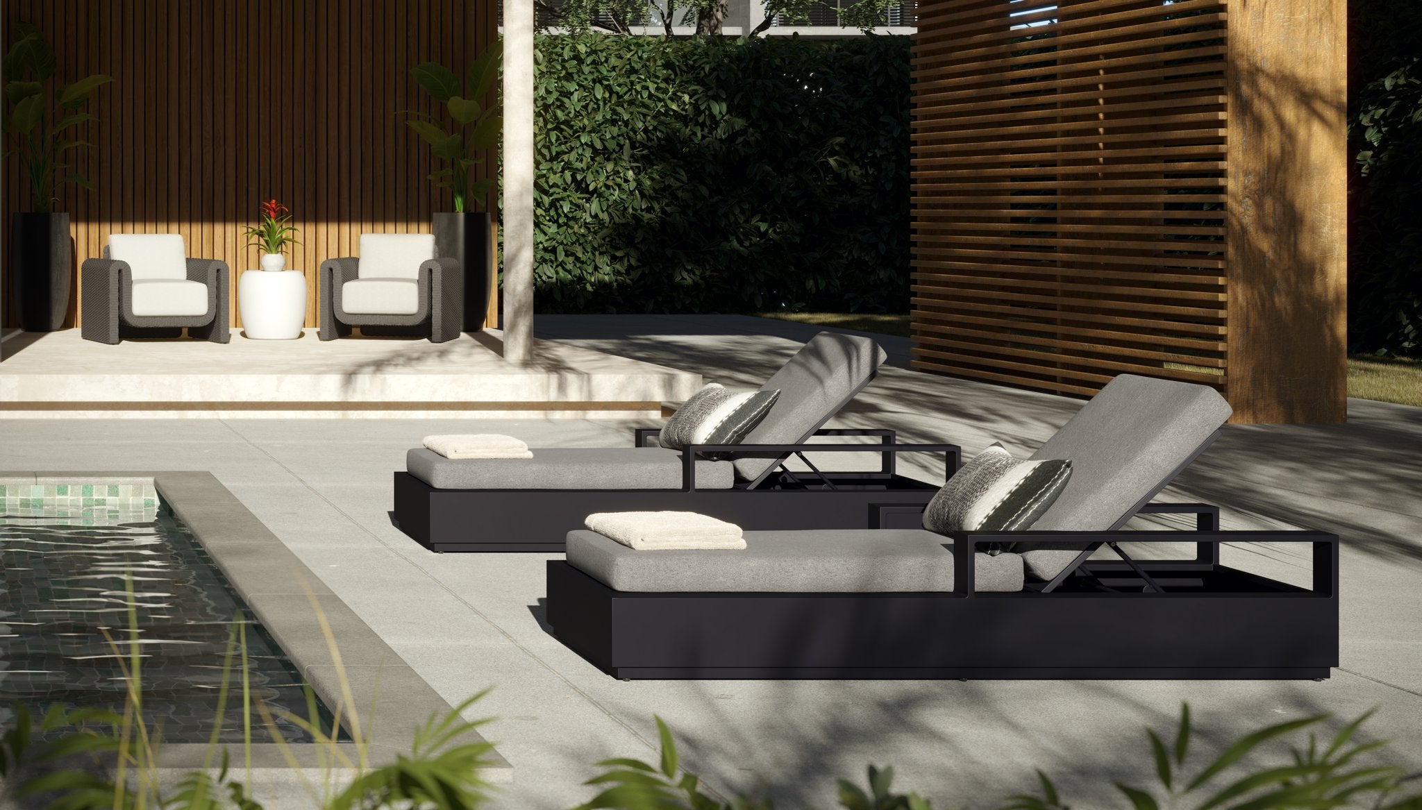 Sunpan Tavira Lounger Charcoal Lanikai Salt And Pepper