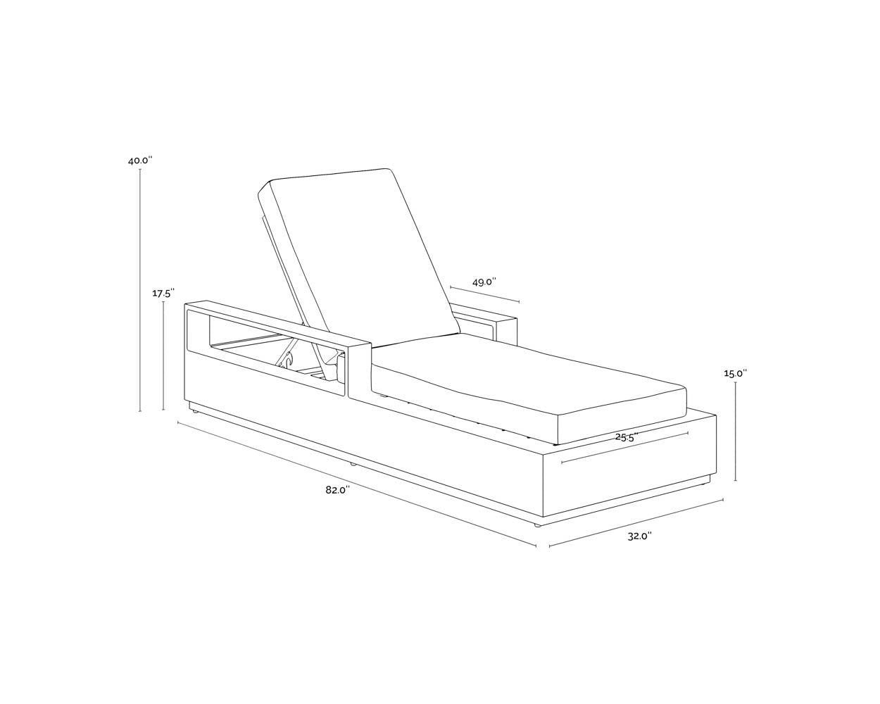 Sunpan Tavira Lounger Charcoal Lanikai Salt And Pepper