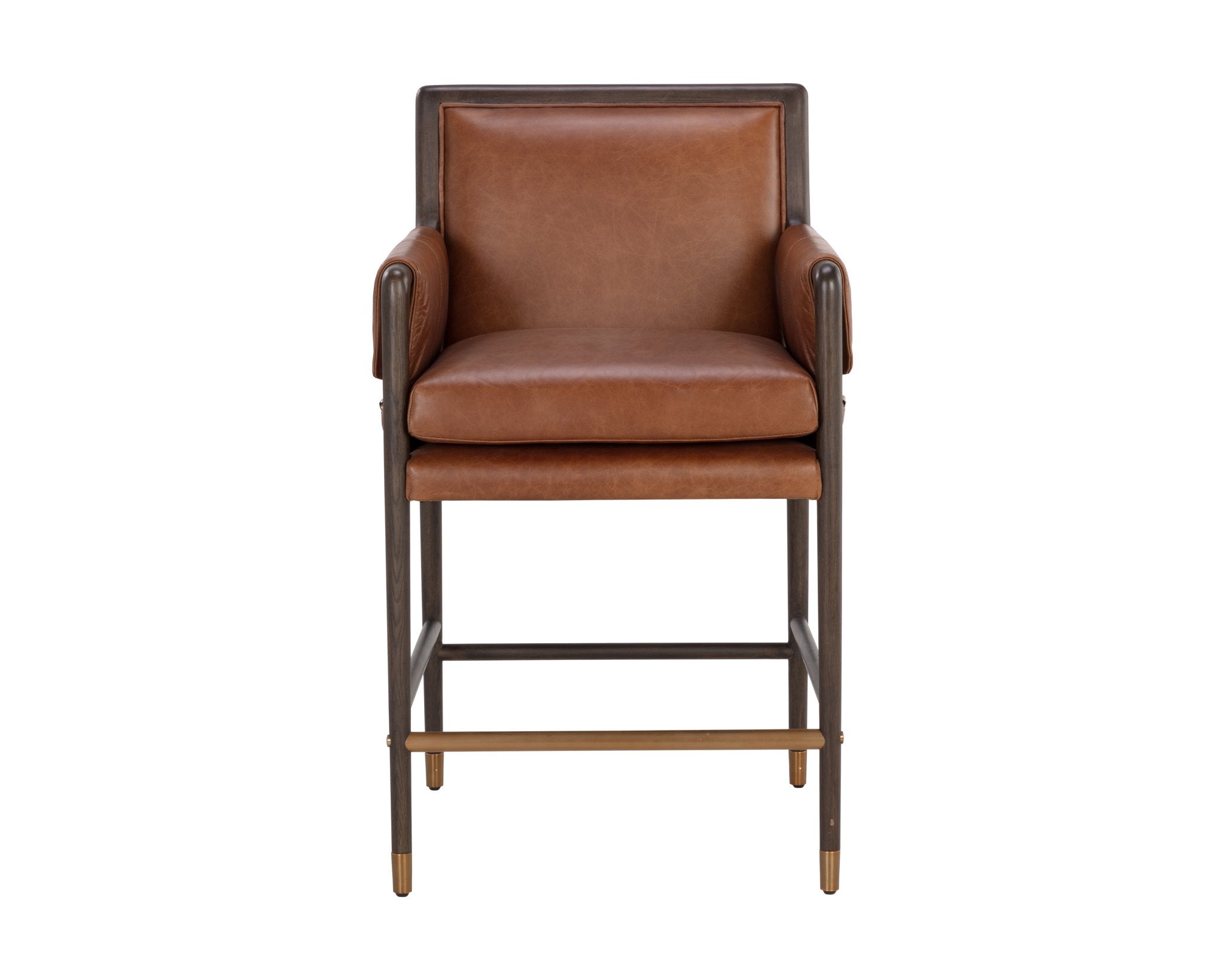 Sunpan Mauti Counter Stool Brown Shalimar Tobacco Leather