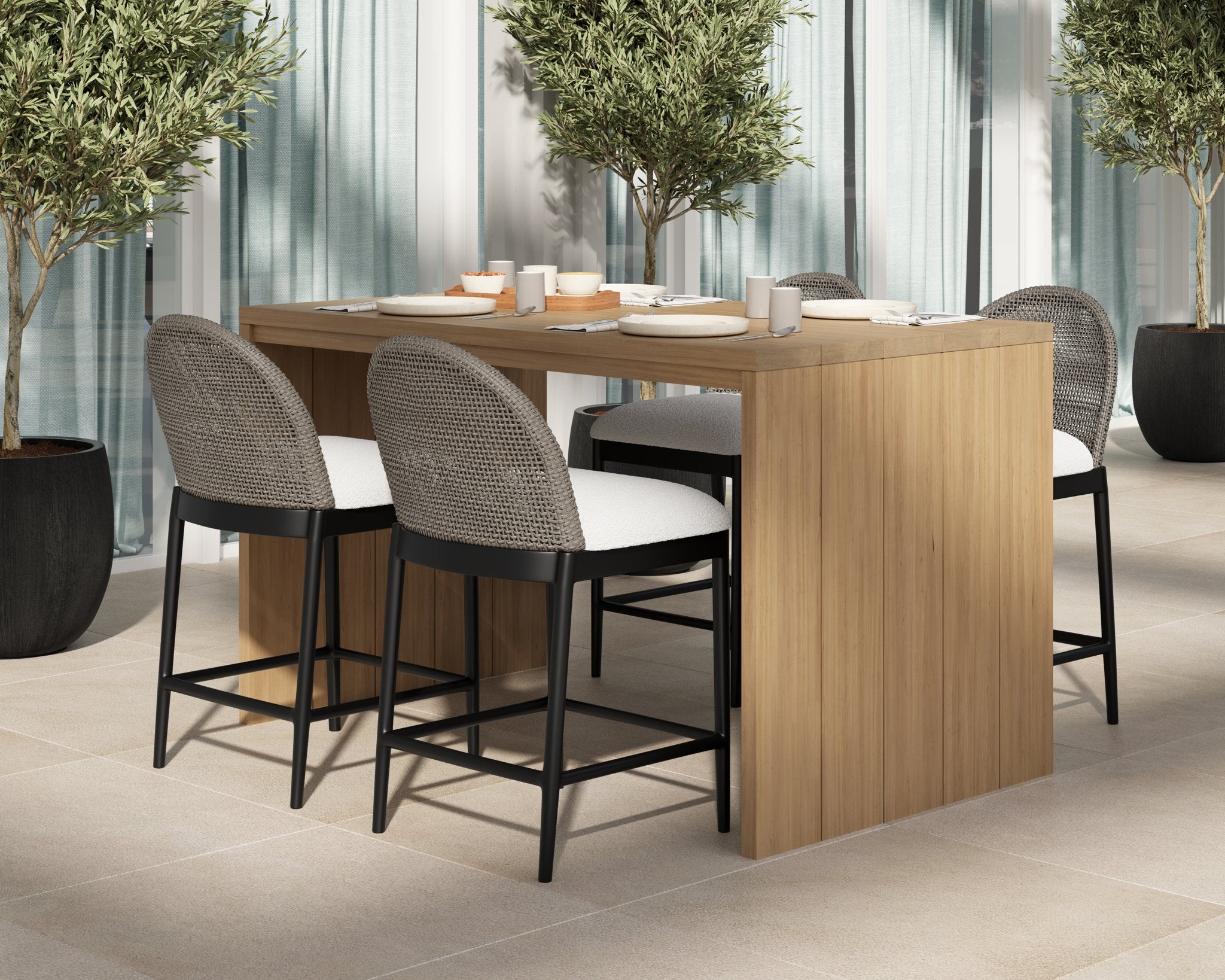 Sunpan Calandri Counter Stool Black Louis Cream