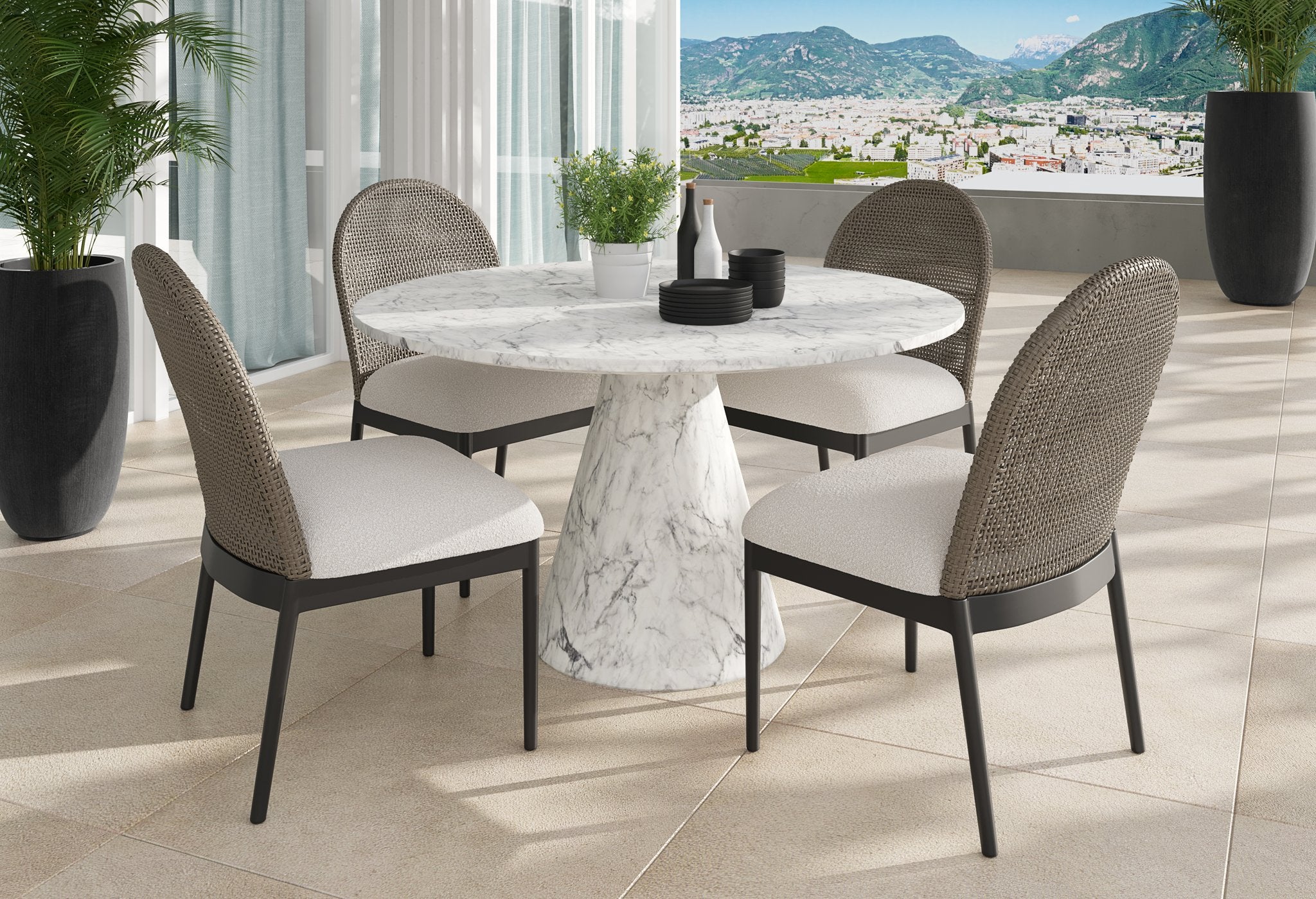 Sunpan Calandri Dining Chair Black Louis Cream Set Of 2