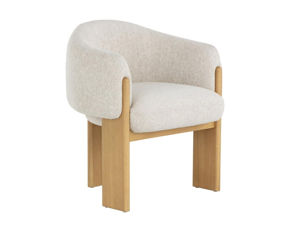 Sunpan Trine Dining Armchair Rustic Oak Dove Cream