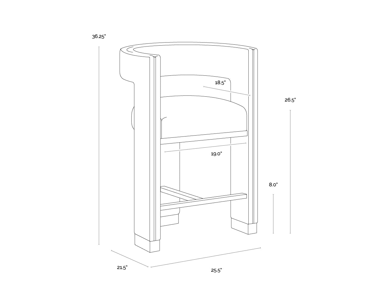Sunpan Adamina Counter Stool Rhea Light Barley