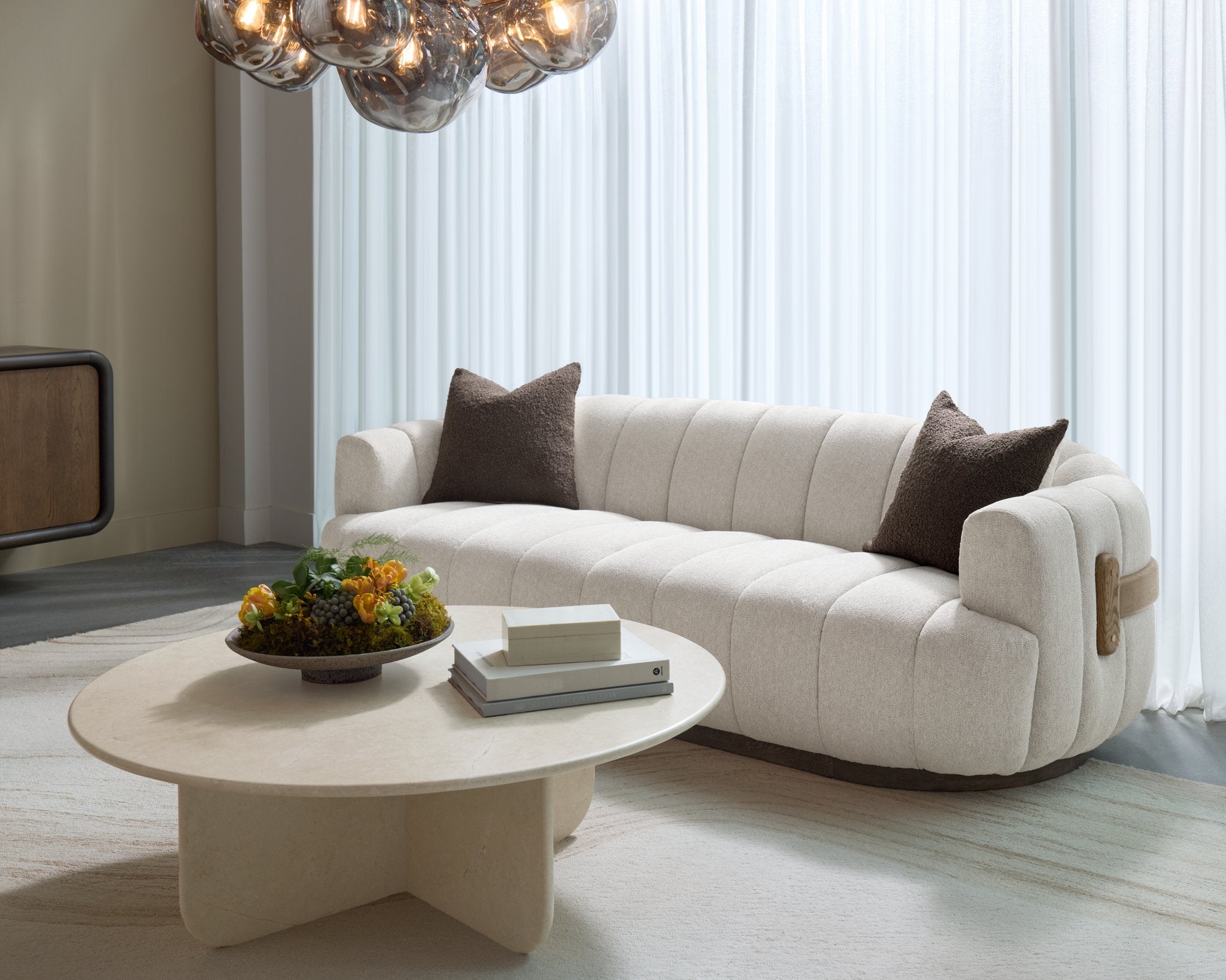 Sunpan Tadeo Sofa Warm Brown Dove Cream