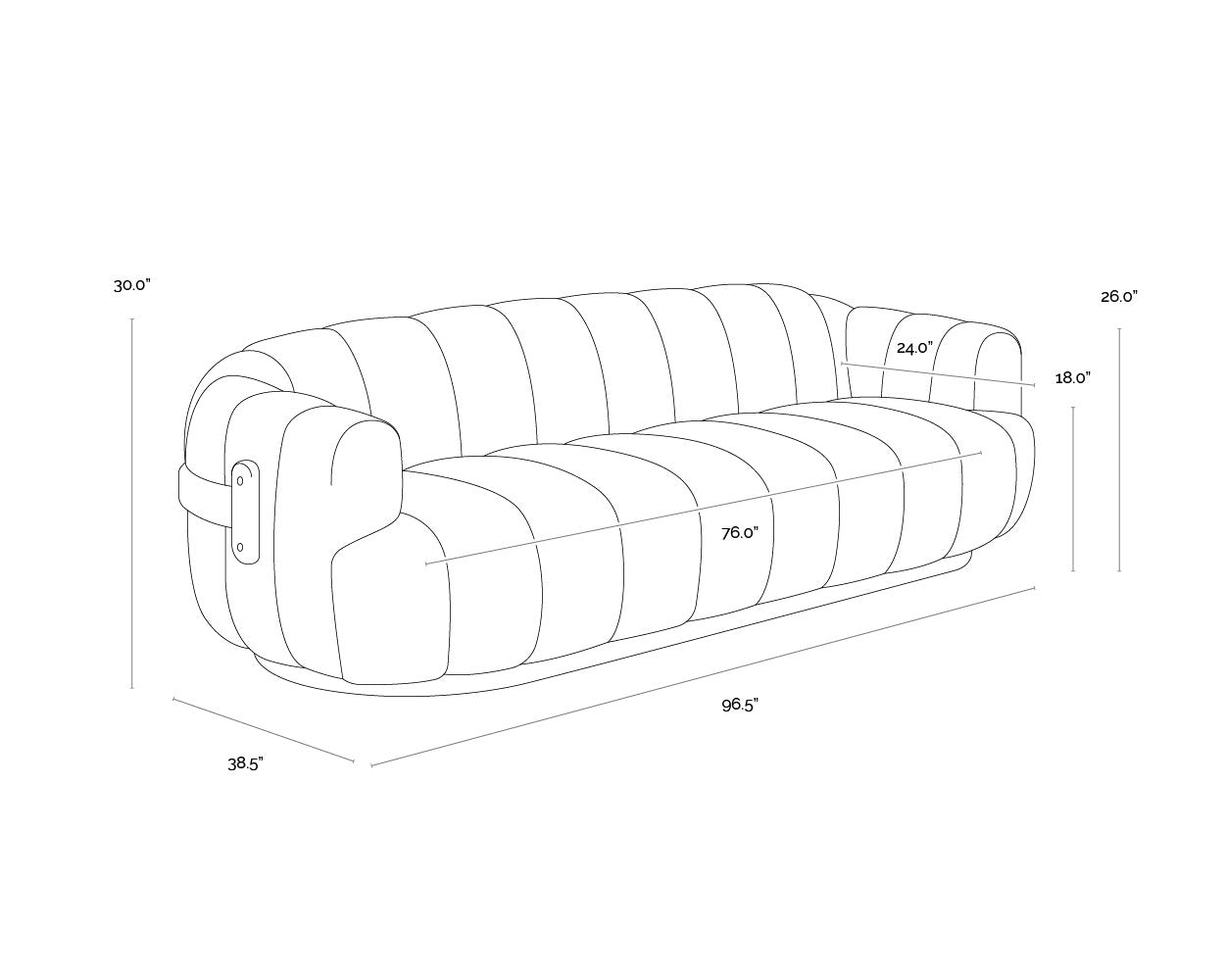 Sunpan Tadeo Sofa Warm Brown Dove Cream