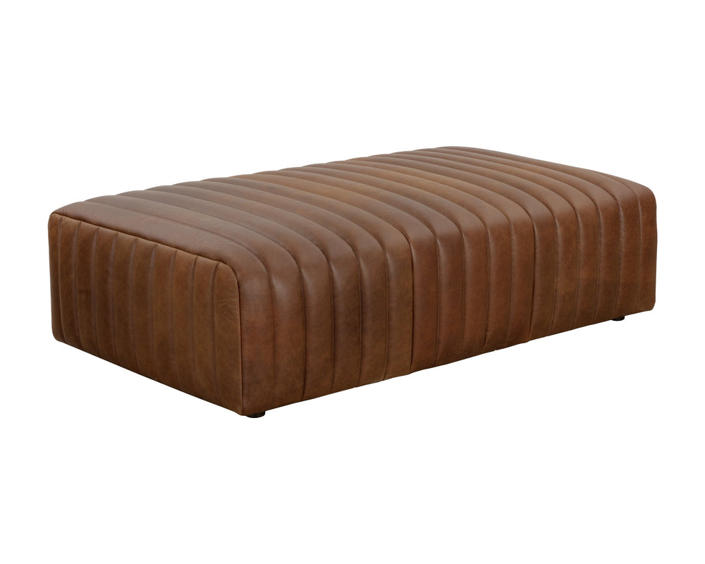 Sunpan Lewin Ottoman Rectangular Lucia Tobacco Leather