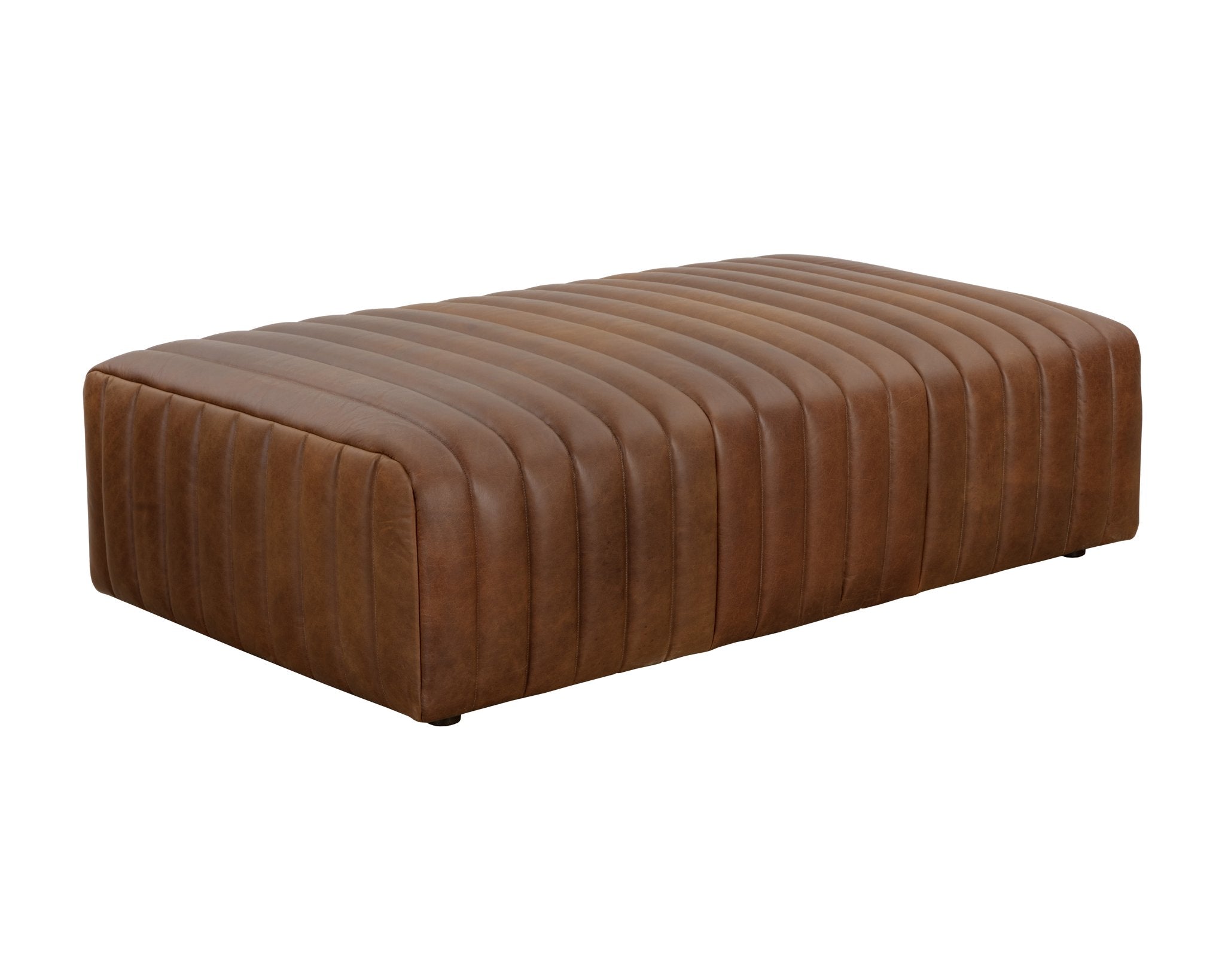 Sunpan Lewin Ottoman Rectangular Lucia Tobacco Leather
