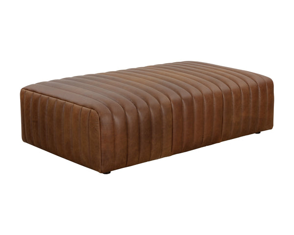 Sunpan Lewin Ottoman Rectangular Lucia Tobacco Leather