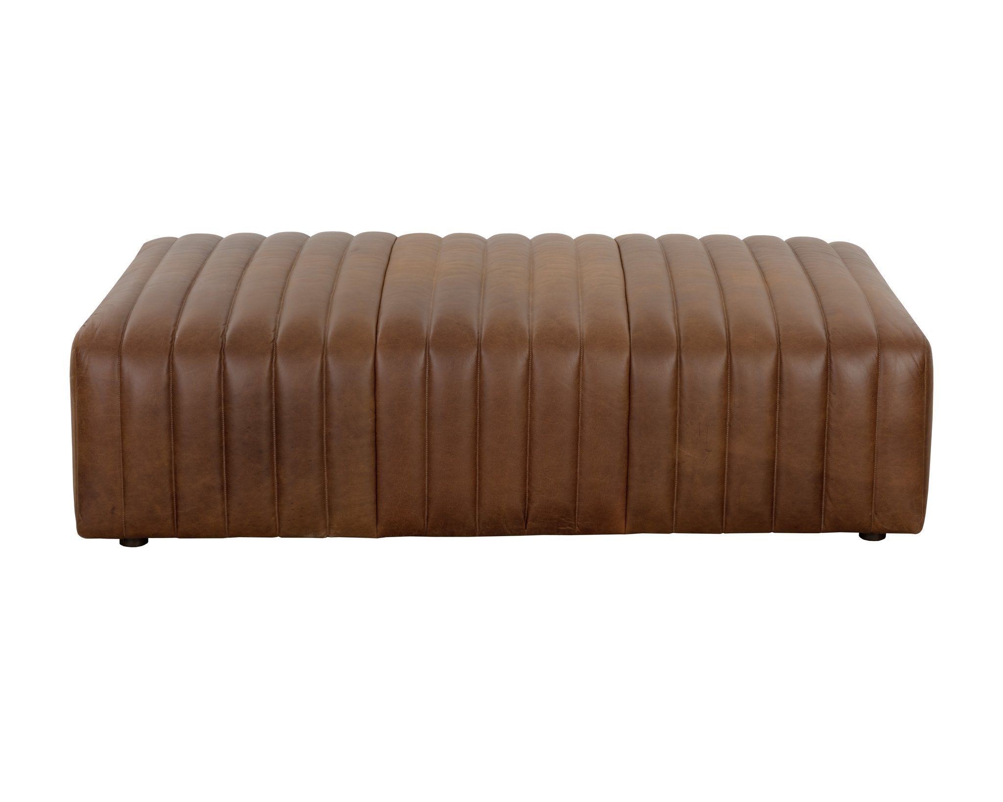 Sunpan Lewin Ottoman Rectangular Lucia Tobacco Leather