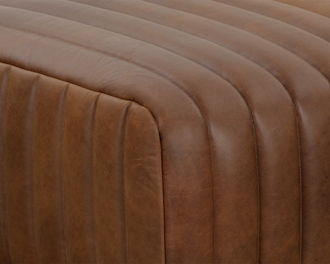 Sunpan Lewin Ottoman Rectangular Lucia Tobacco Leather