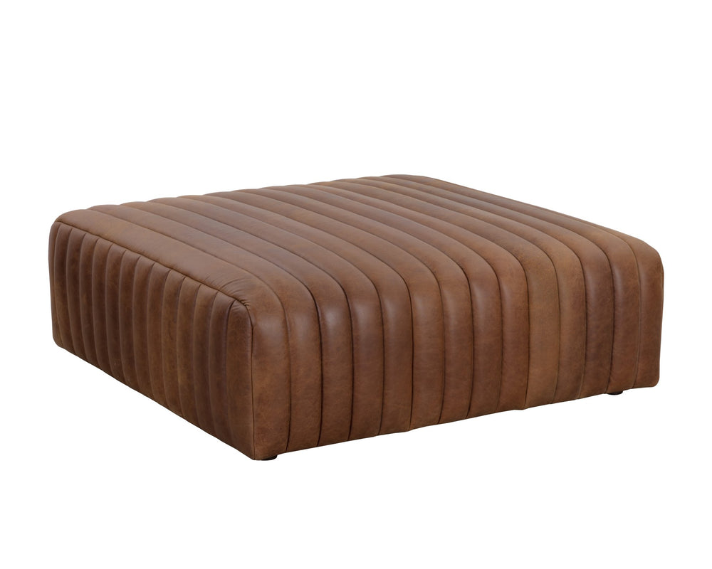 Sunpan Lewin Ottoman Square Lucia Tobacco Leather