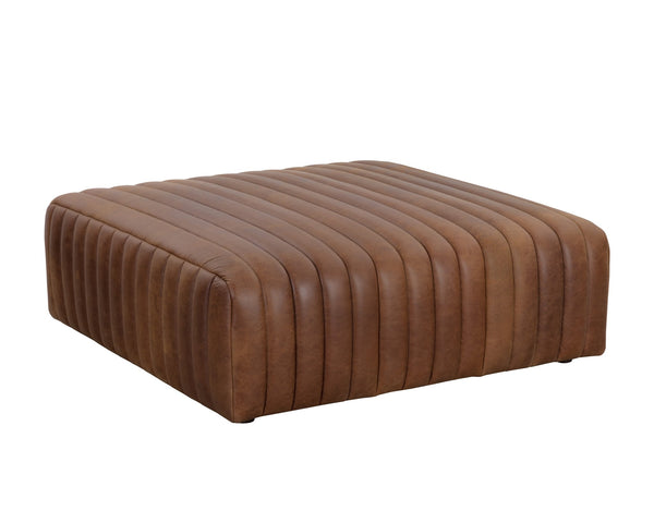 Sunpan Lewin Ottoman Square Lucia Tobacco Leather