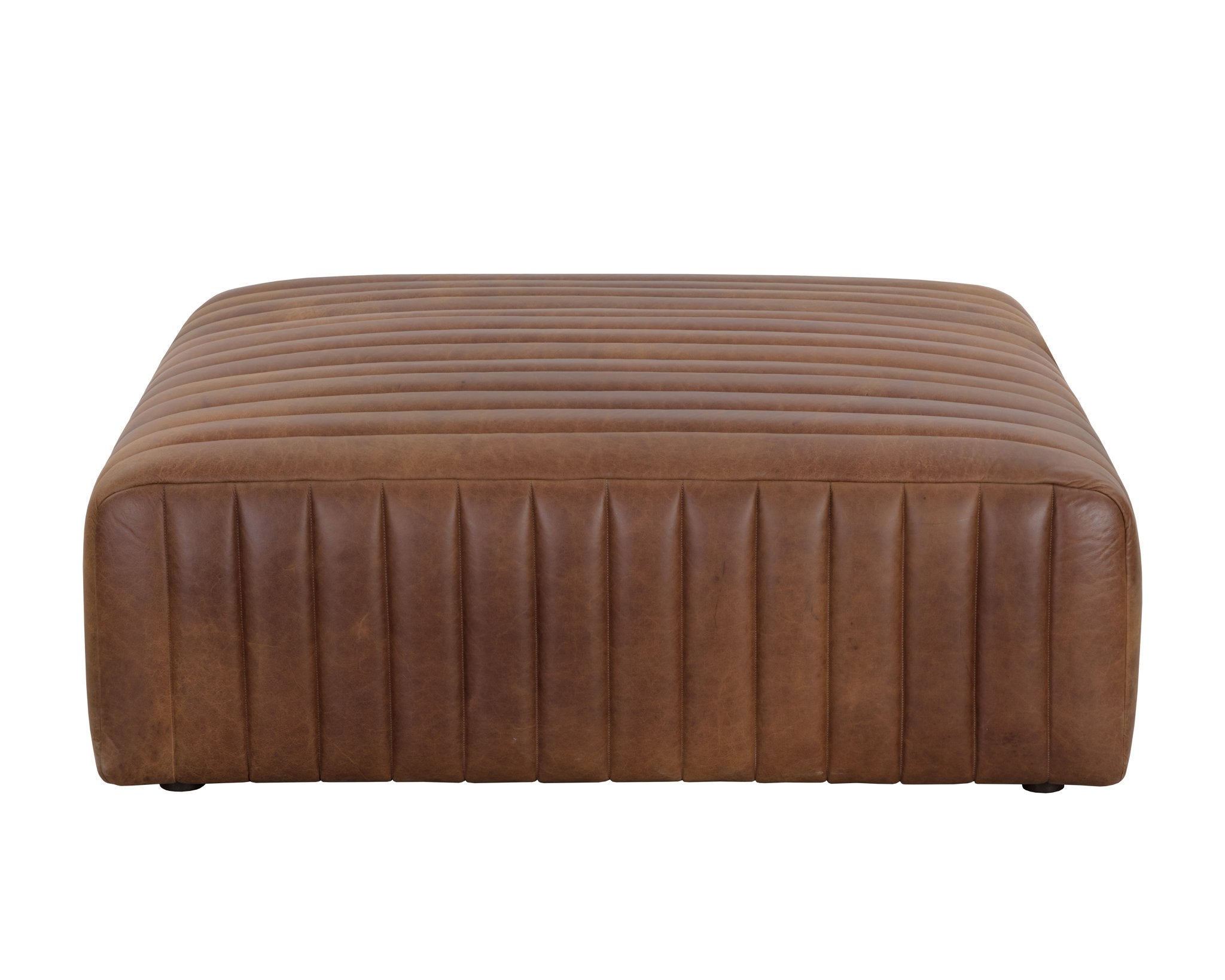 Sunpan Lewin Ottoman Square Lucia Tobacco Leather