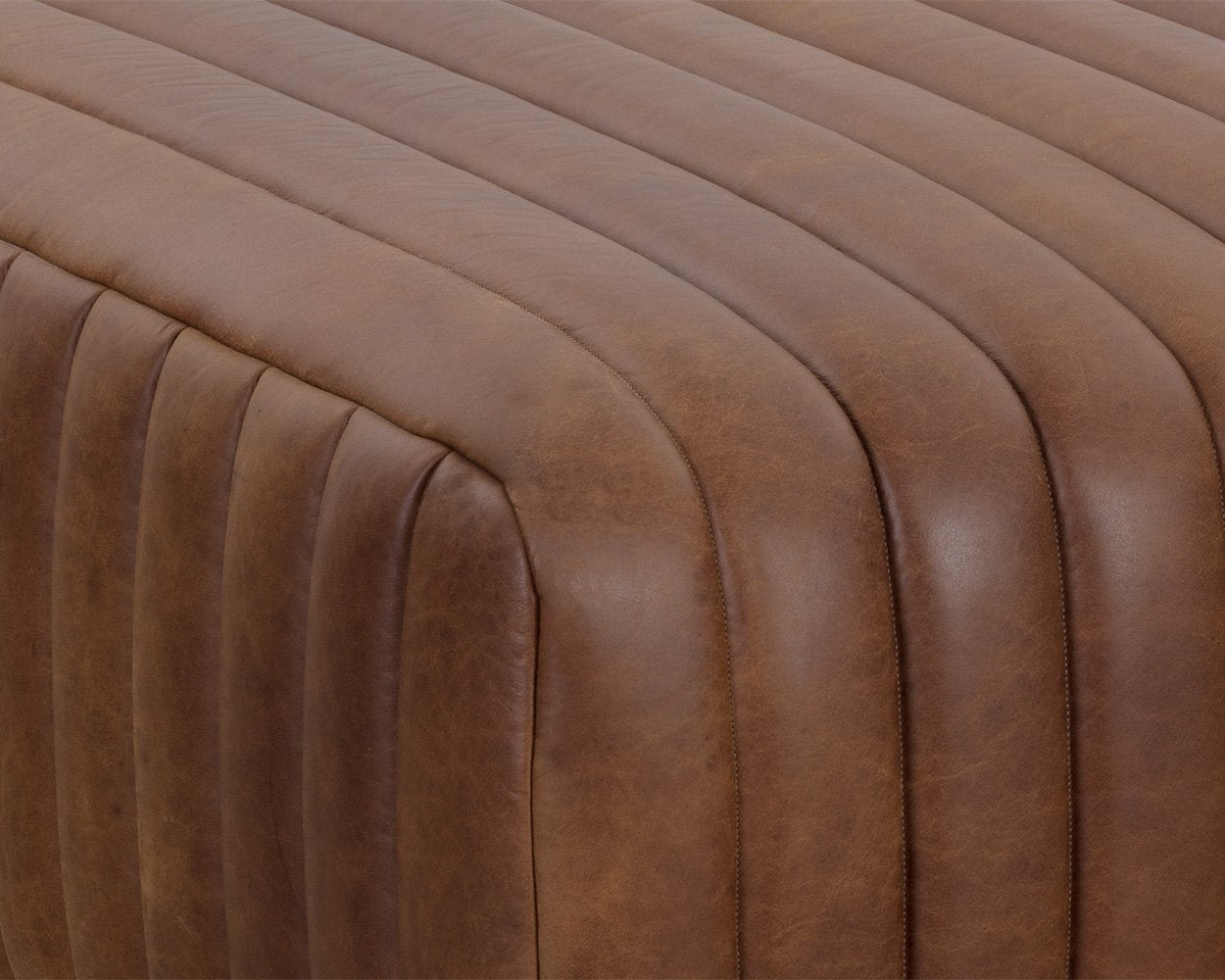 Sunpan Lewin Ottoman Square Lucia Tobacco Leather