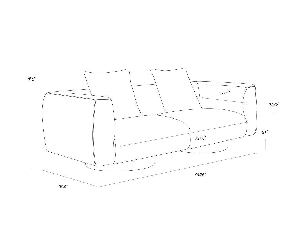 Sunpan Mattis Sofa Santa Cruz Oatmeal