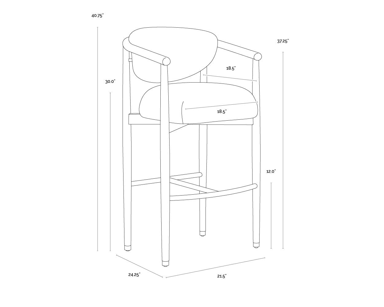 Sunpan Sigrid Barstool Light Oak Monument Oatmeal