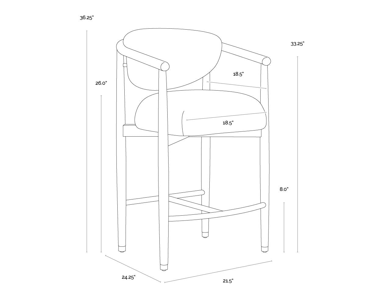 Sunpan Sigrid Counter Stool Light Oak Monument Oatmeal